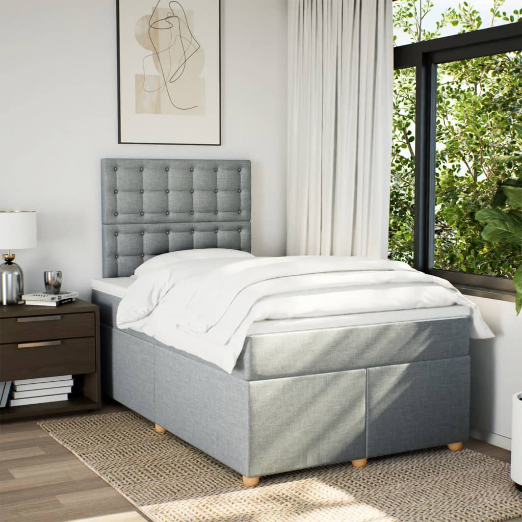 Boxspring met matras stof lichtgrijs 120x200 cm is nu te koop bij PeponiXL, paradijselijk wonen!
