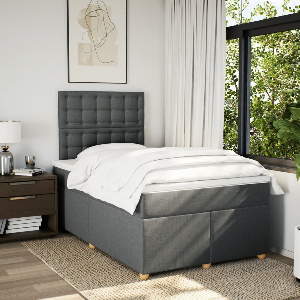 Boxspring met matras stof donkergrijs 120x200 cm is nu te koop bij PeponiXL, paradijselijk wonen!