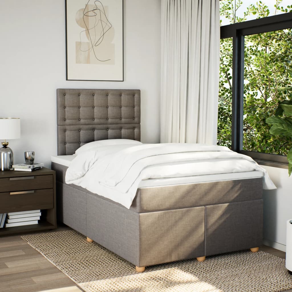 Boxspring met matras stof taupe 120x200 cm is nu te koop bij PeponiXL, paradijselijk wonen!