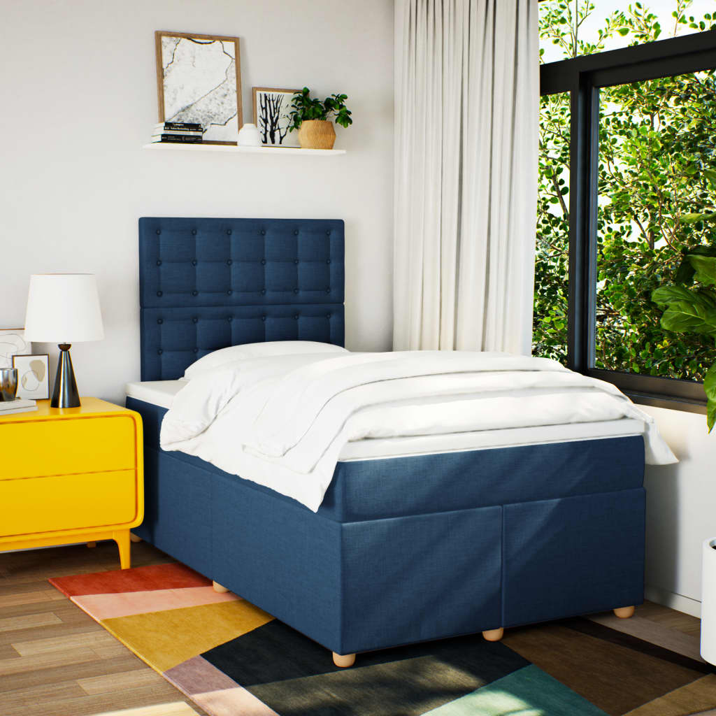 Boxspring met matras stof blauw 120x200 cm is nu te koop bij PeponiXL, paradijselijk wonen!