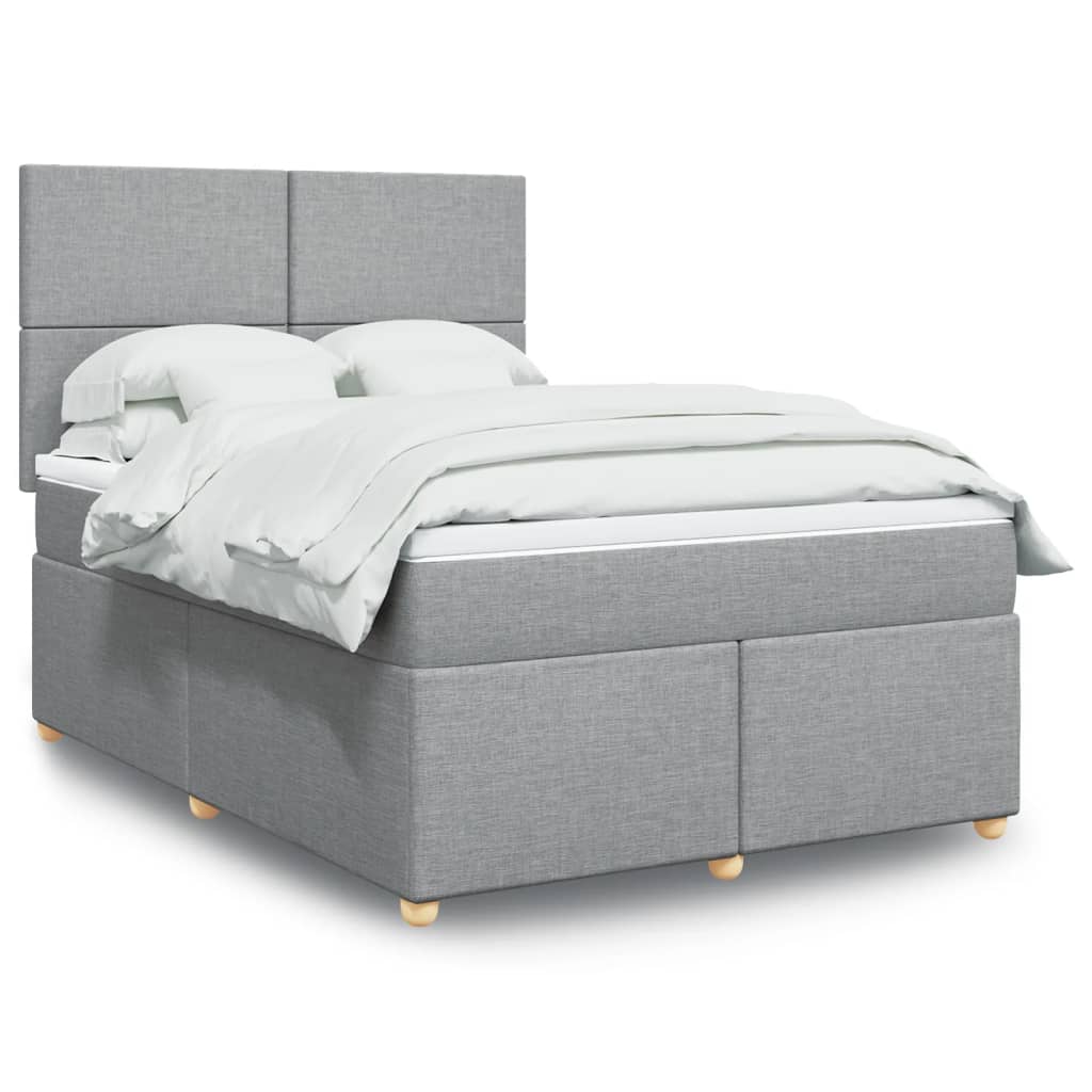 Boxspring met matras stof lichtgrijs 140x190 cm is nu te koop bij PeponiXL, paradijselijk wonen!