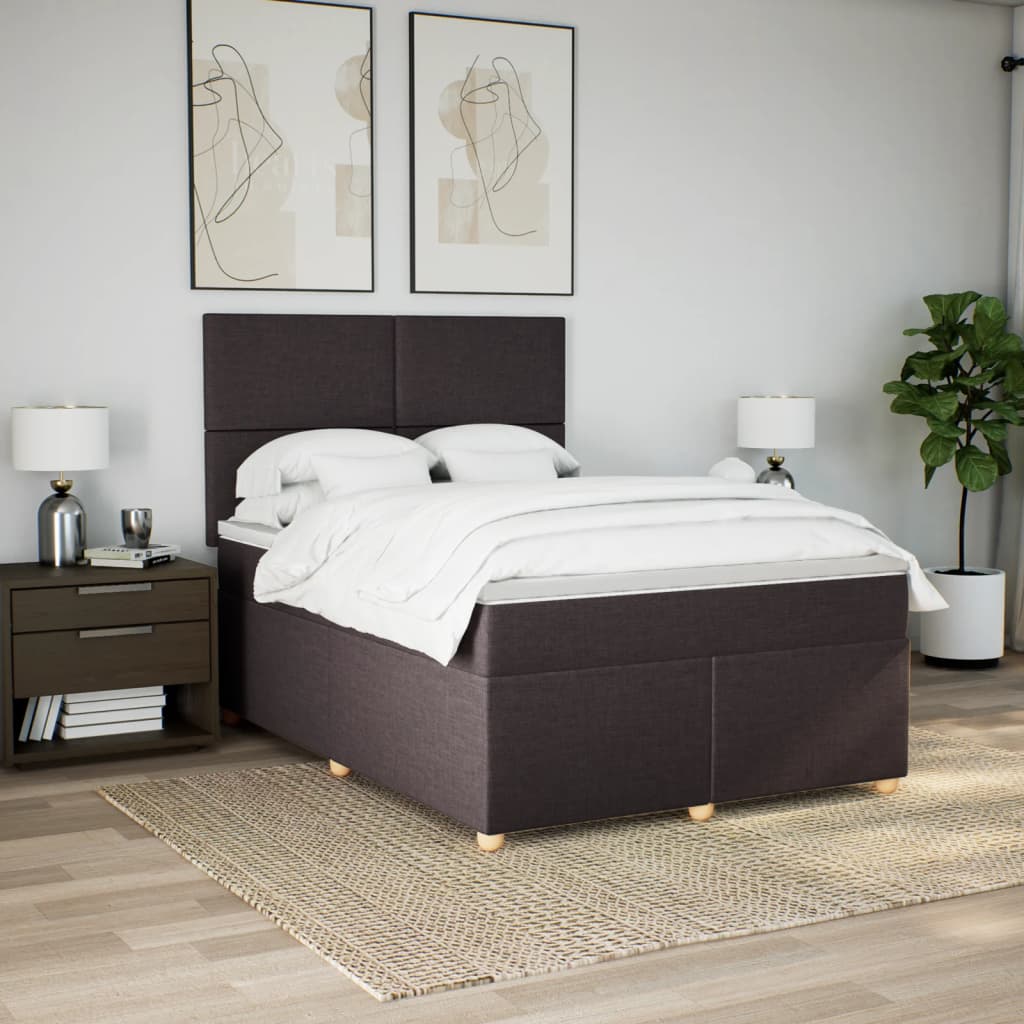 Boxspring met matras stof donkerbruin 140x190 cm is nu te koop bij PeponiXL, paradijselijk wonen!