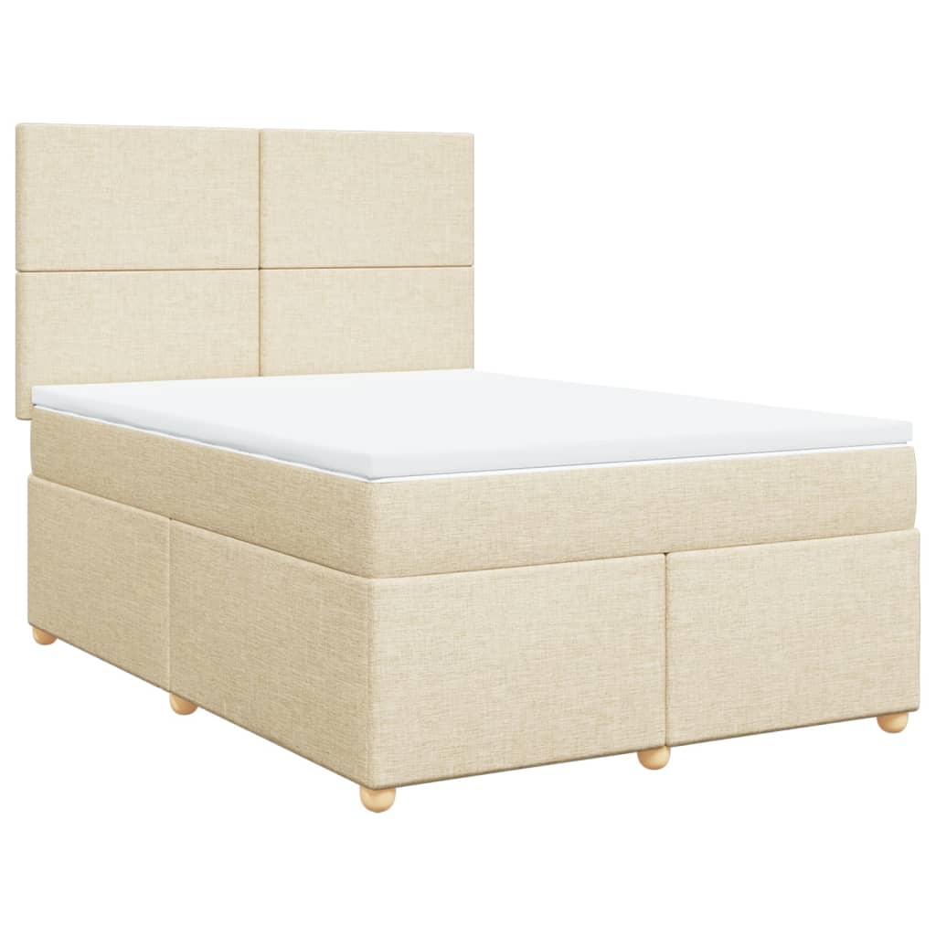 Boxspring met matras stof crèmekleurig 140x190 cm is nu te koop bij PeponiXL, paradijselijk wonen!