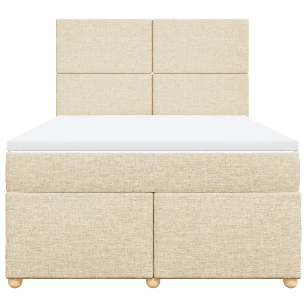 Boxspring met matras stof crèmekleurig 140x190 cm is nu te koop bij PeponiXL, paradijselijk wonen!