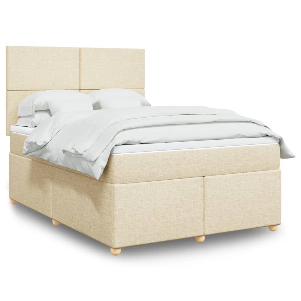 Boxspring met matras stof crèmekleurig 140x190 cm is nu te koop bij PeponiXL, paradijselijk wonen!