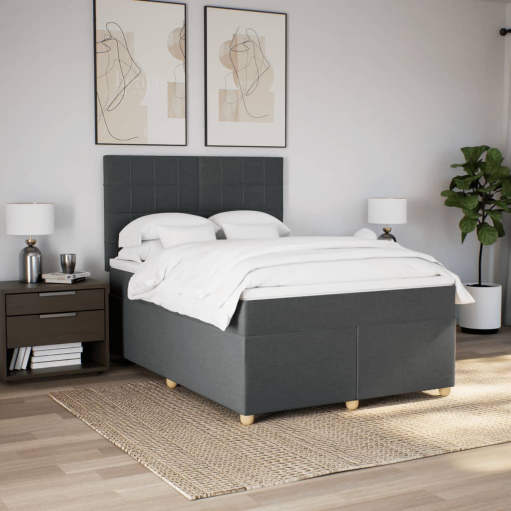 Boxspring met matras stof donkergrijs 140x190 cm is nu te koop bij PeponiXL, paradijselijk wonen!