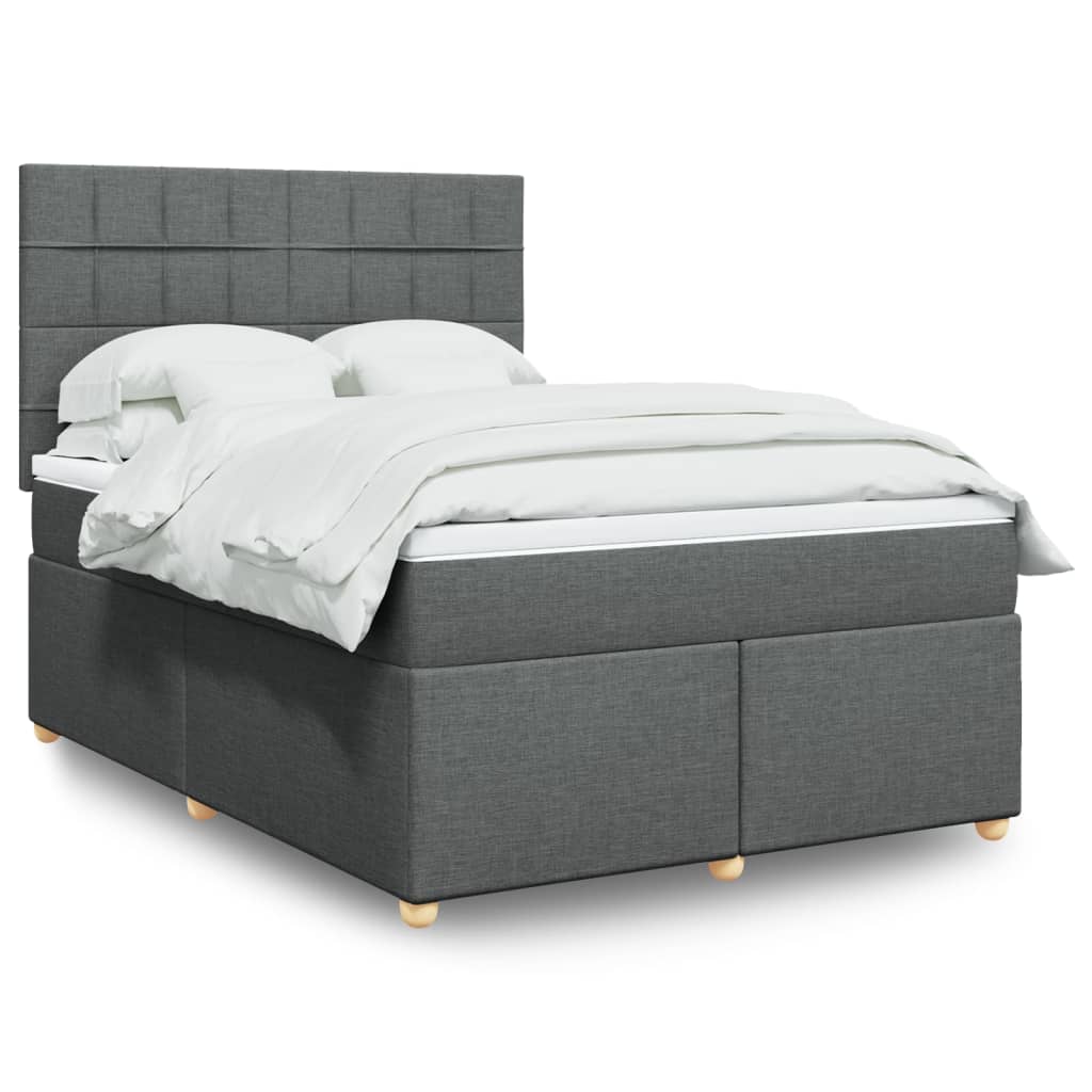 Boxspring met matras stof donkergrijs 140x190 cm is nu te koop bij PeponiXL, paradijselijk wonen!