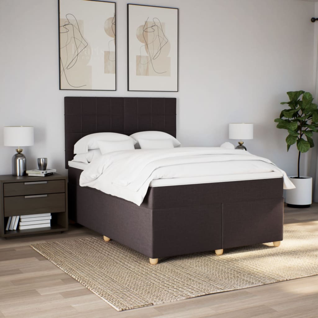 Boxspring met matras stof donkerbruin 140x190 cm is nu te koop bij PeponiXL, paradijselijk wonen!
