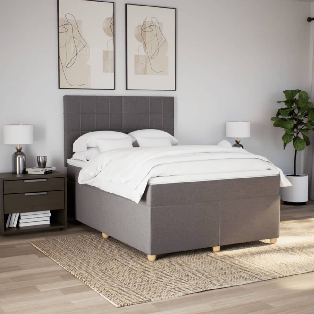 Boxspring met matras stof taupe 140x190 cm is nu te koop bij PeponiXL, paradijselijk wonen!