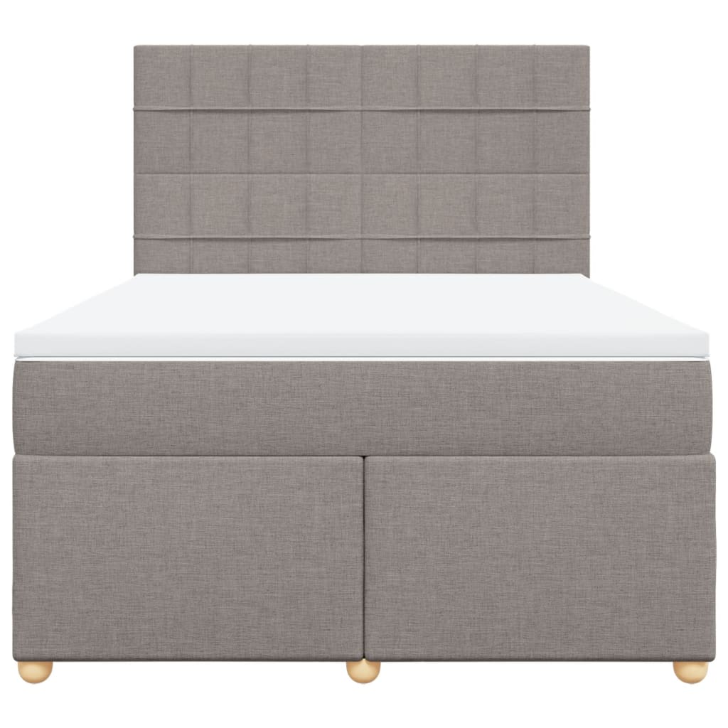 Boxspring met matras stof taupe 140x190 cm is nu te koop bij PeponiXL, paradijselijk wonen!