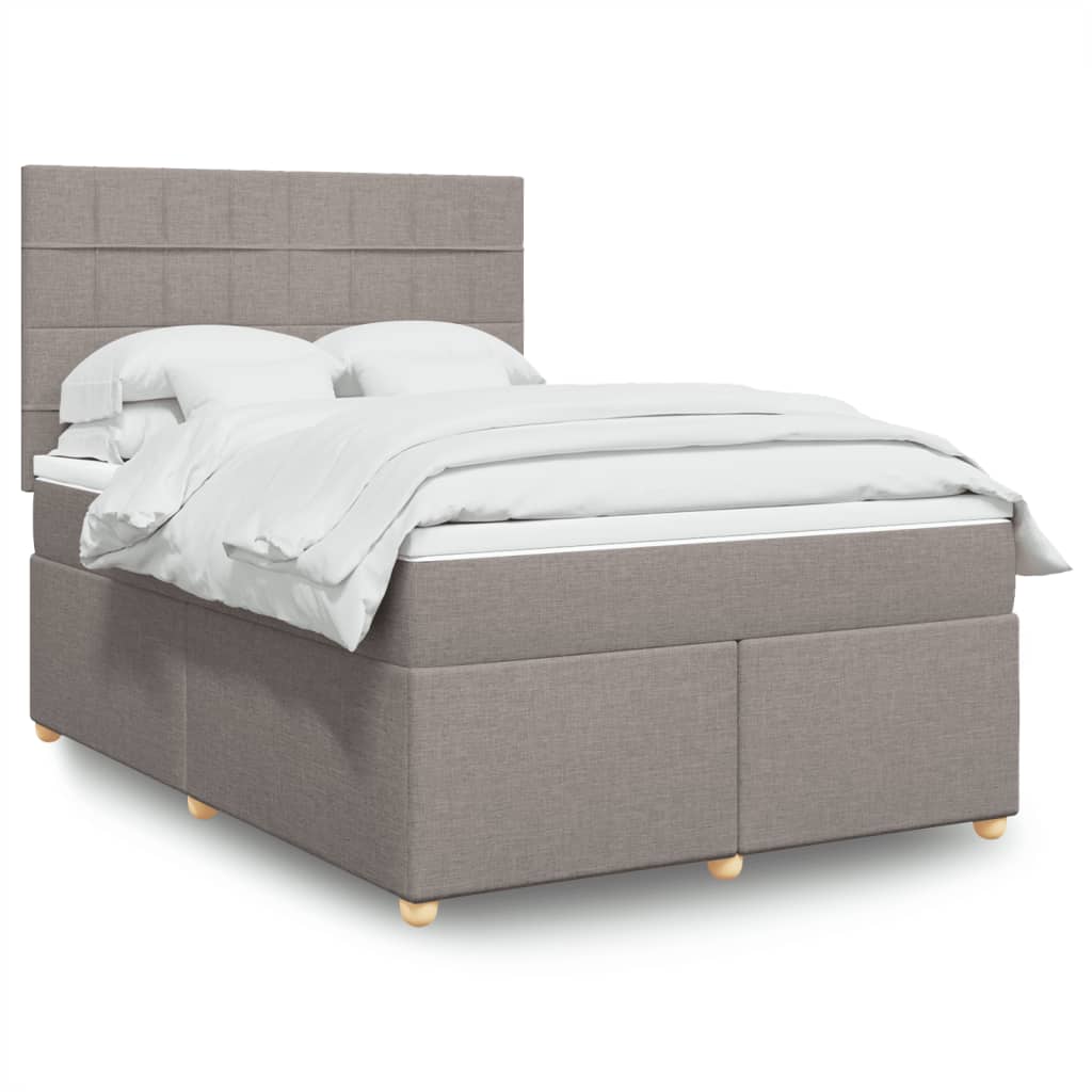 Boxspring met matras stof taupe 140x190 cm is nu te koop bij PeponiXL, paradijselijk wonen!