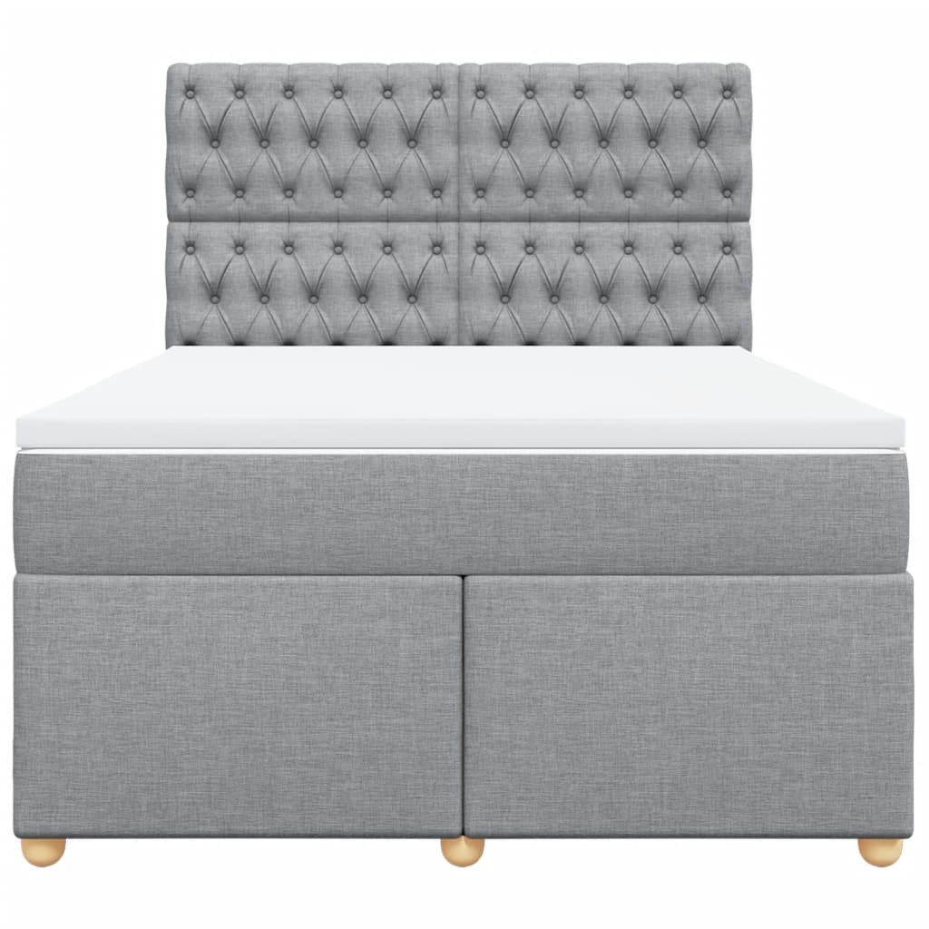 Boxspring met matras stof lichtgrijs 140x190 cm is nu te koop bij PeponiXL, paradijselijk wonen!