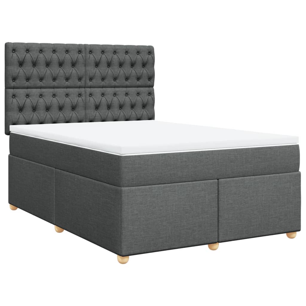 Boxspring met matras stof donkergrijs 140x190 cm is nu te koop bij PeponiXL, paradijselijk wonen!