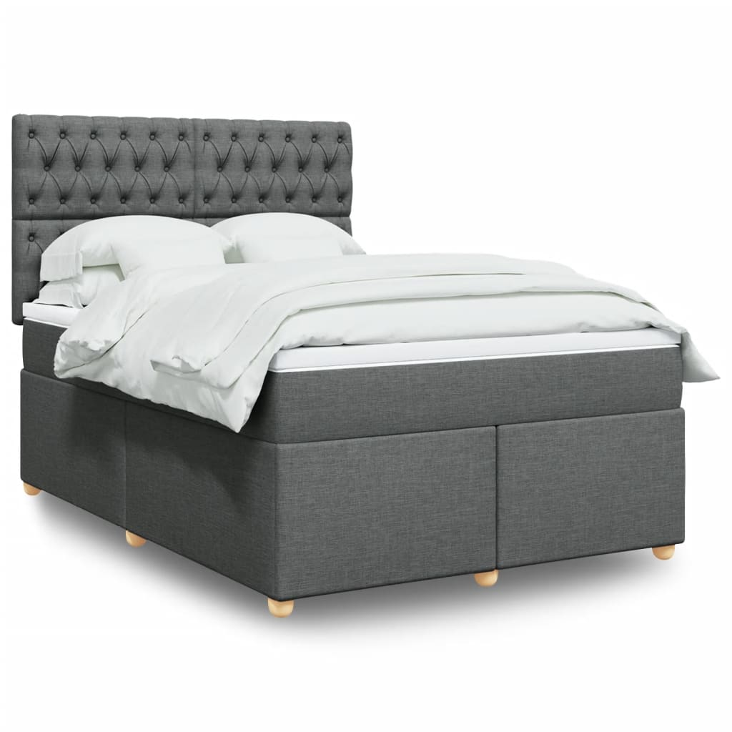 Boxspring met matras stof donkergrijs 140x190 cm is nu te koop bij PeponiXL, paradijselijk wonen!