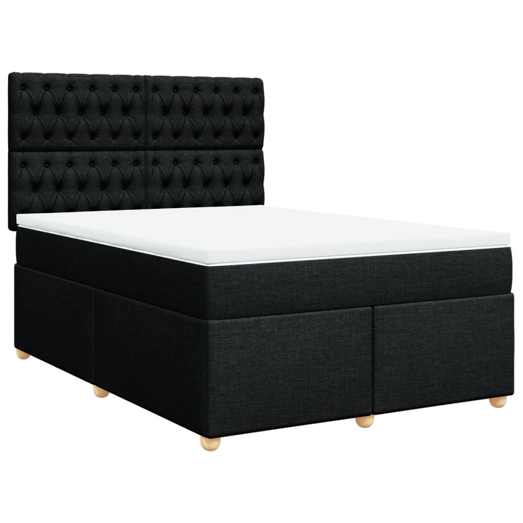Boxspring met matras stof zwart 140x190 cm is nu te koop bij PeponiXL, paradijselijk wonen!