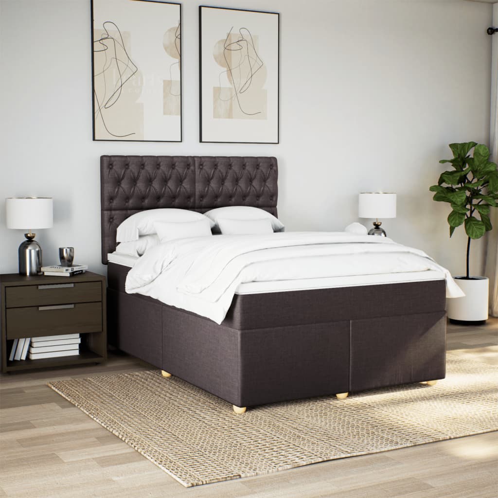 Boxspring met matras stof donkerbruin 140x190 cm is nu te koop bij PeponiXL, paradijselijk wonen!