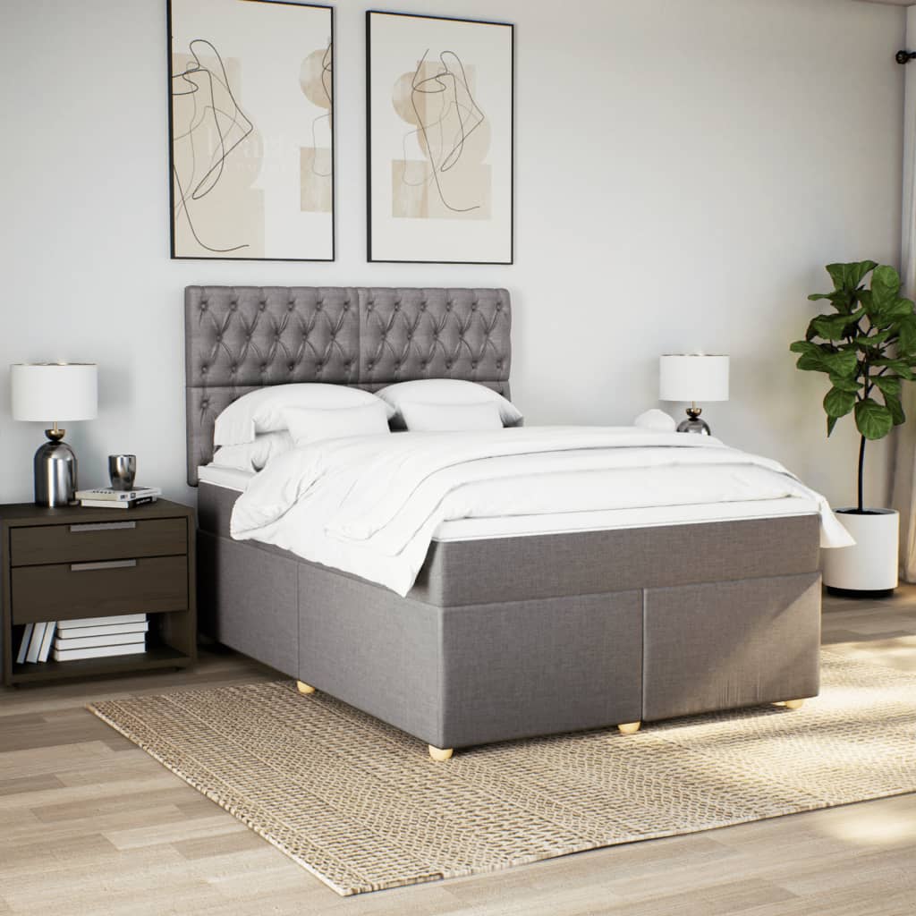 Boxspring met matras stof taupe 140x190 cm is nu te koop bij PeponiXL, paradijselijk wonen!