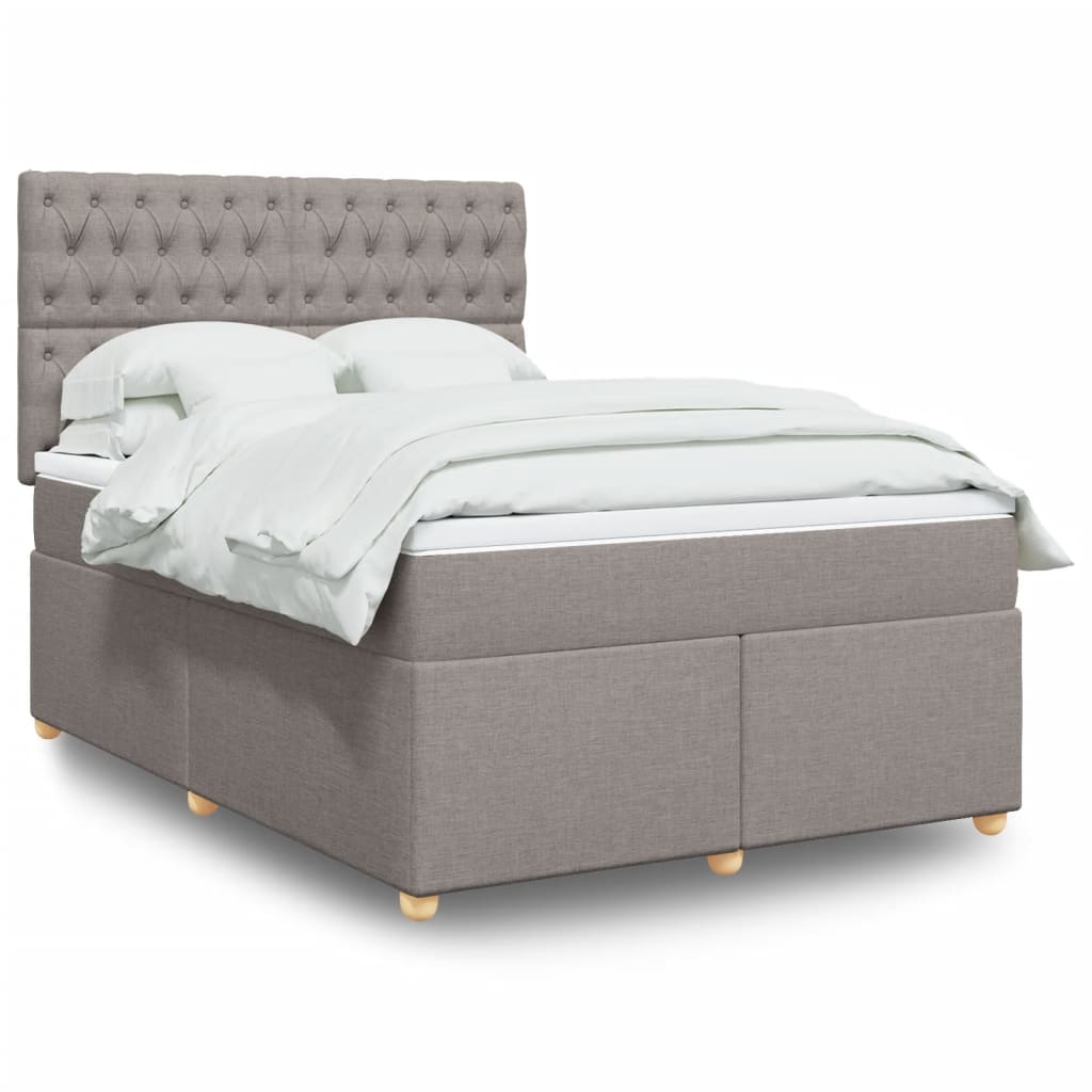 Boxspring met matras stof taupe 140x190 cm is nu te koop bij PeponiXL, paradijselijk wonen!