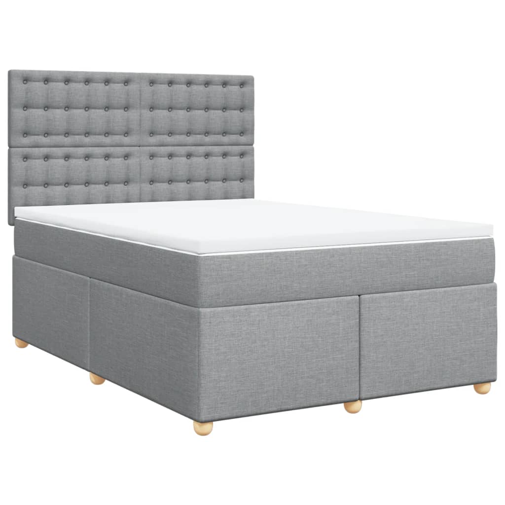 Boxspring met matras stof lichtgrijs 140x190 cm is nu te koop bij PeponiXL, paradijselijk wonen!