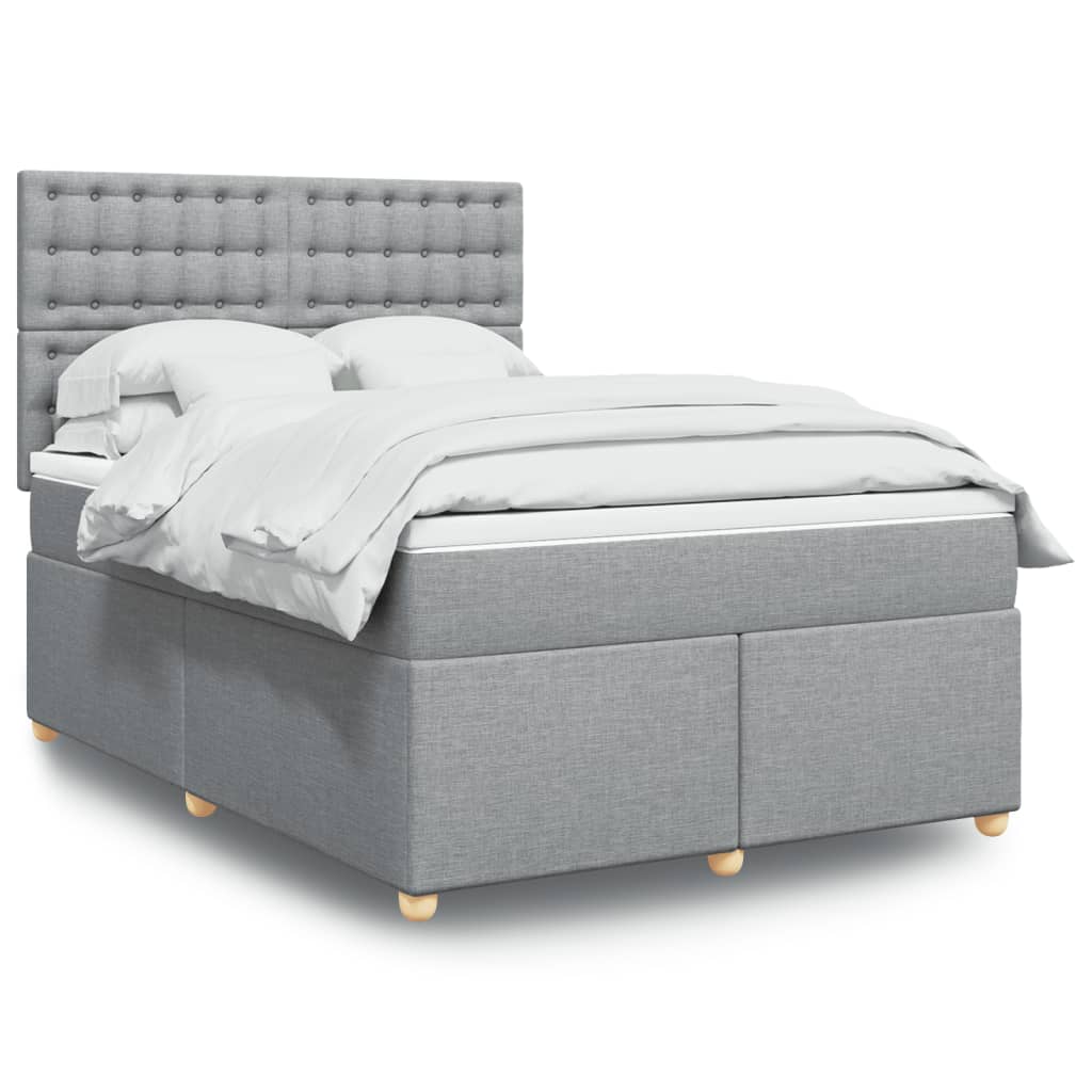 Boxspring met matras stof lichtgrijs 140x190 cm is nu te koop bij PeponiXL, paradijselijk wonen!