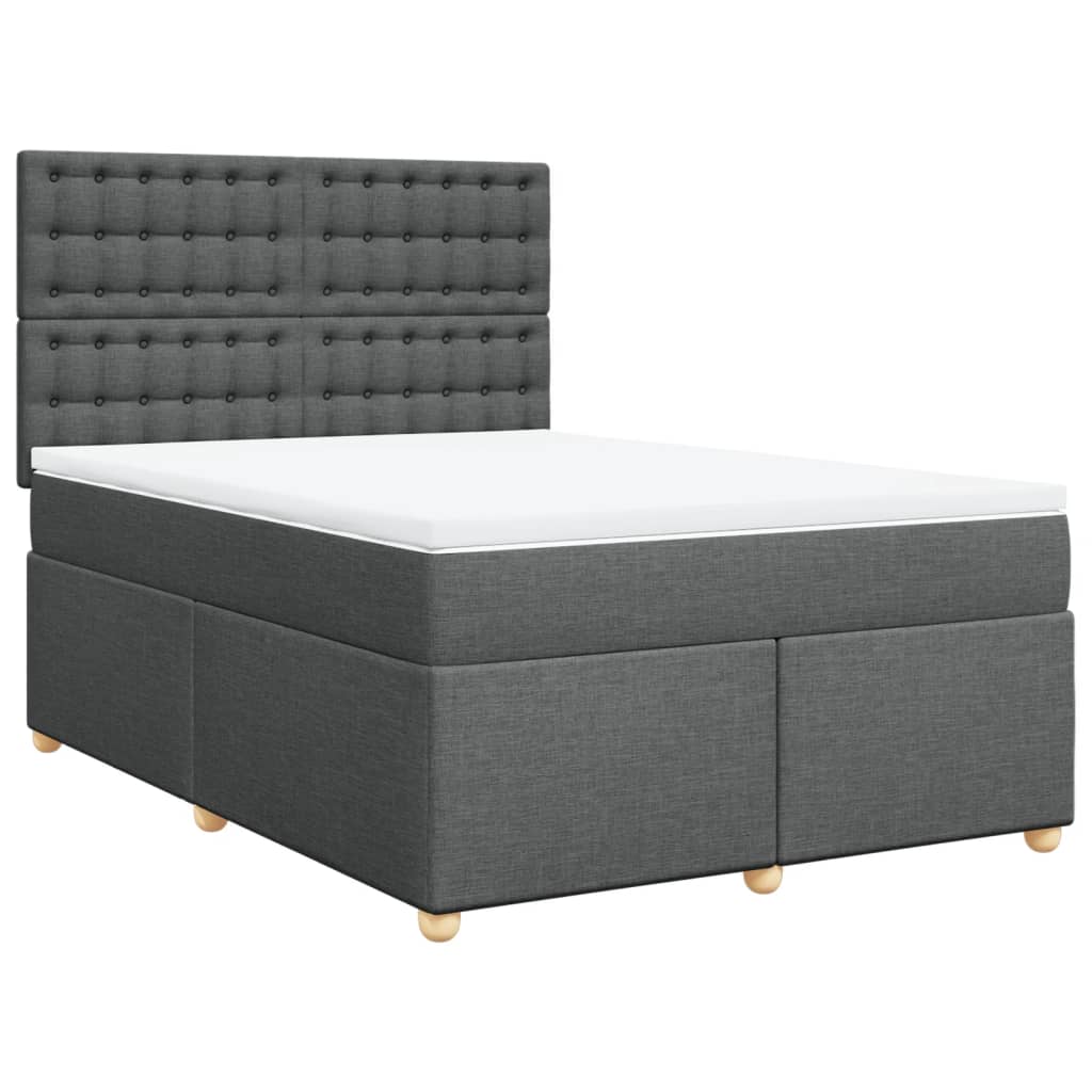 Boxspring met matras stof donkergrijs 140x190 cm is nu te koop bij PeponiXL, paradijselijk wonen!