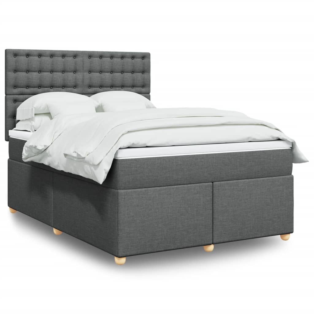 Boxspring met matras stof donkergrijs 140x190 cm is nu te koop bij PeponiXL, paradijselijk wonen!