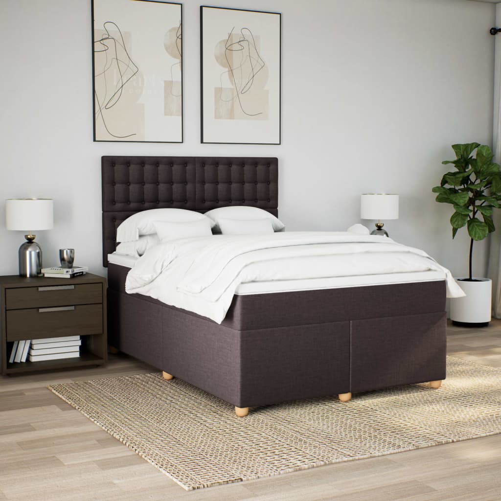 Boxspring met matras stof donkerbruin 140x190 cm is nu te koop bij PeponiXL, paradijselijk wonen!