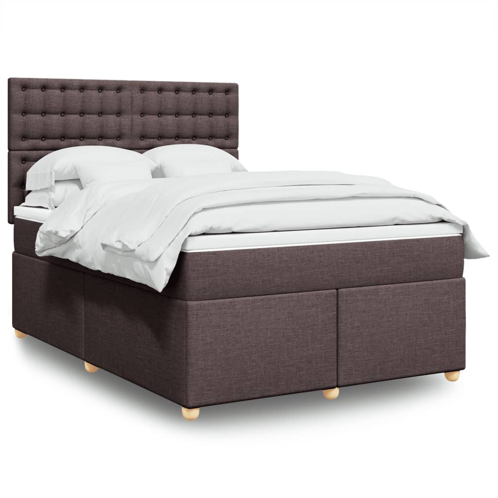 Boxspring met matras stof donkerbruin 140x190 cm is nu te koop bij PeponiXL, paradijselijk wonen!