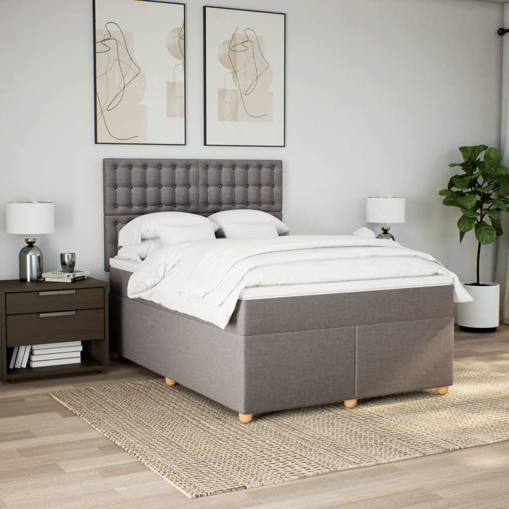 Boxspring met matras stof taupe 140x190 cm is nu te koop bij PeponiXL, paradijselijk wonen!