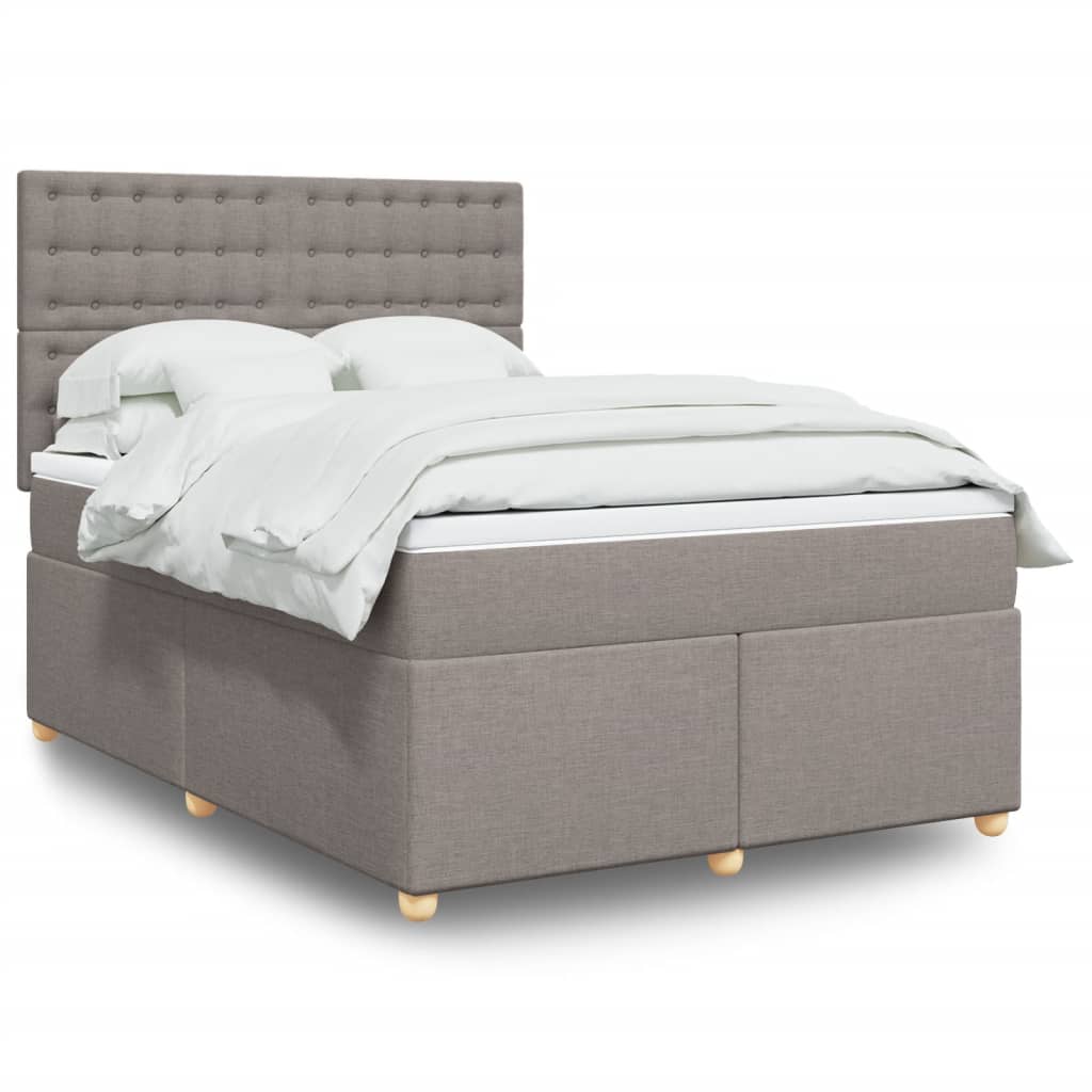 Boxspring met matras stof taupe 140x190 cm is nu te koop bij PeponiXL, paradijselijk wonen!