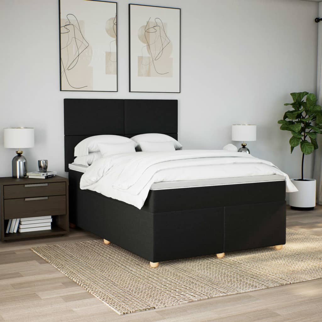 Boxspring met matras stof zwart 140x200 cm is nu te koop bij PeponiXL, paradijselijk wonen!