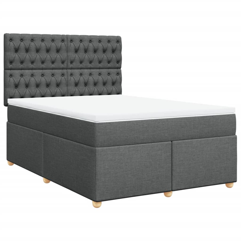 Boxspring met matras stof donkergrijs 140x200 cm is nu te koop bij PeponiXL, paradijselijk wonen!