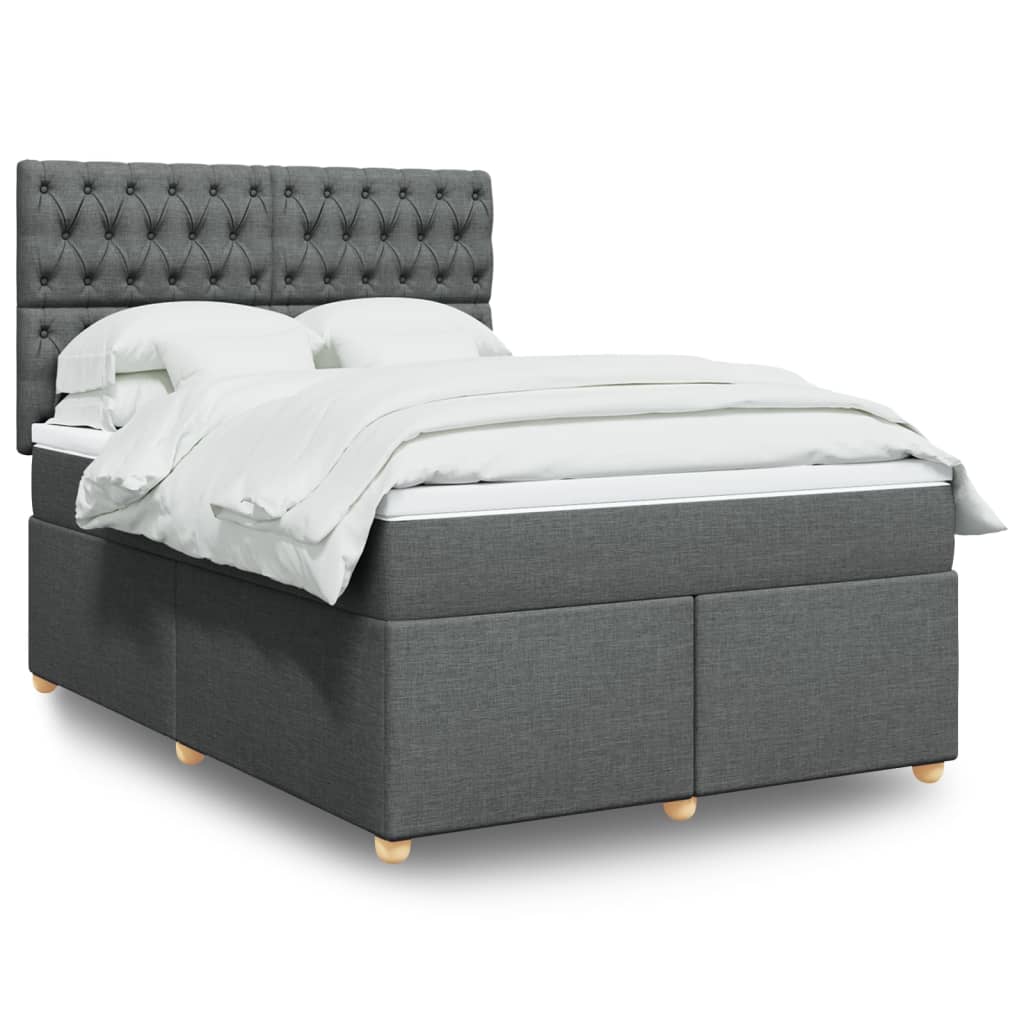 Boxspring met matras stof donkergrijs 140x200 cm is nu te koop bij PeponiXL, paradijselijk wonen!