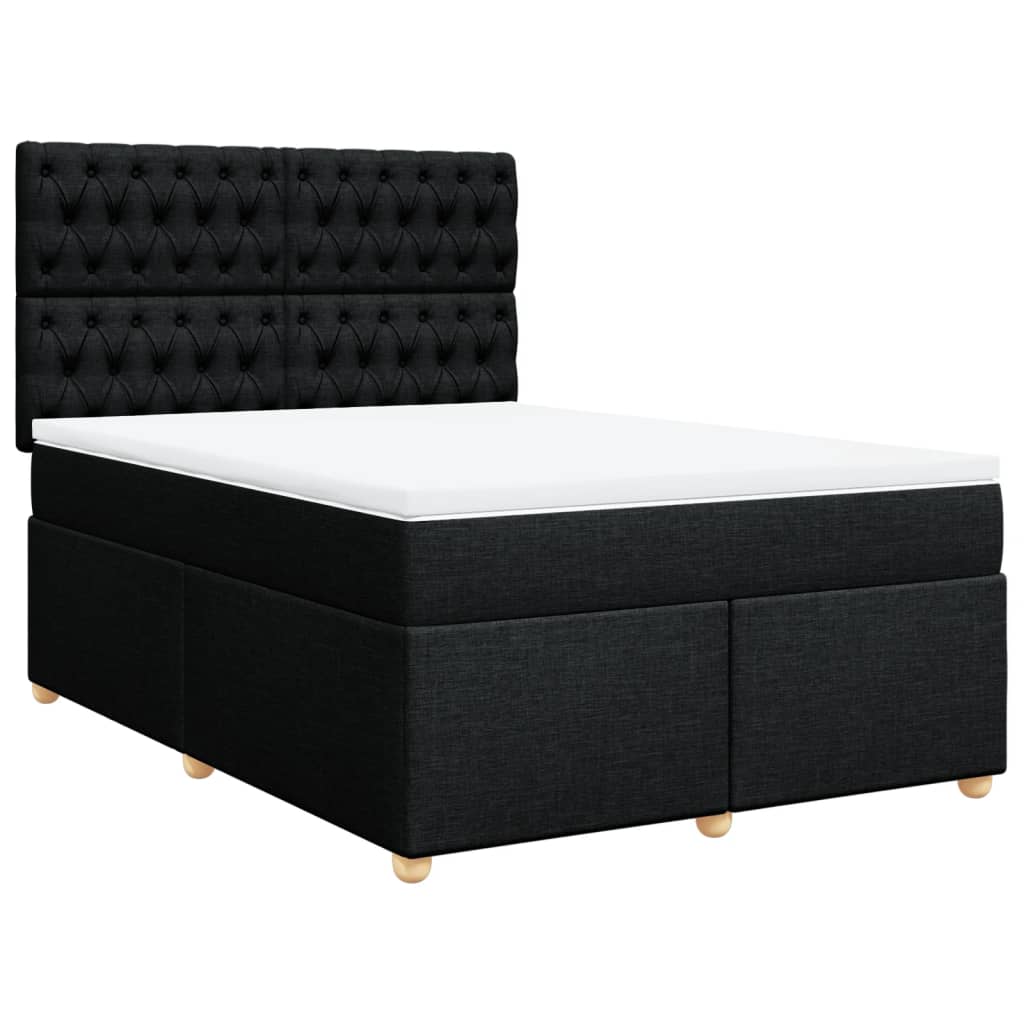Boxspring met matras stof zwart 140x200 cm is nu te koop bij PeponiXL, paradijselijk wonen!