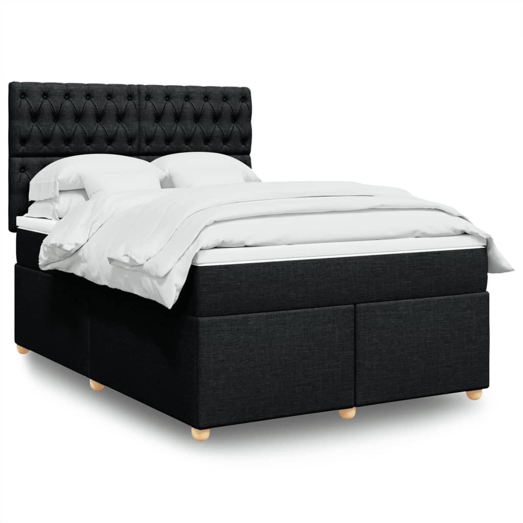 Boxspring met matras stof zwart 140x200 cm is nu te koop bij PeponiXL, paradijselijk wonen!