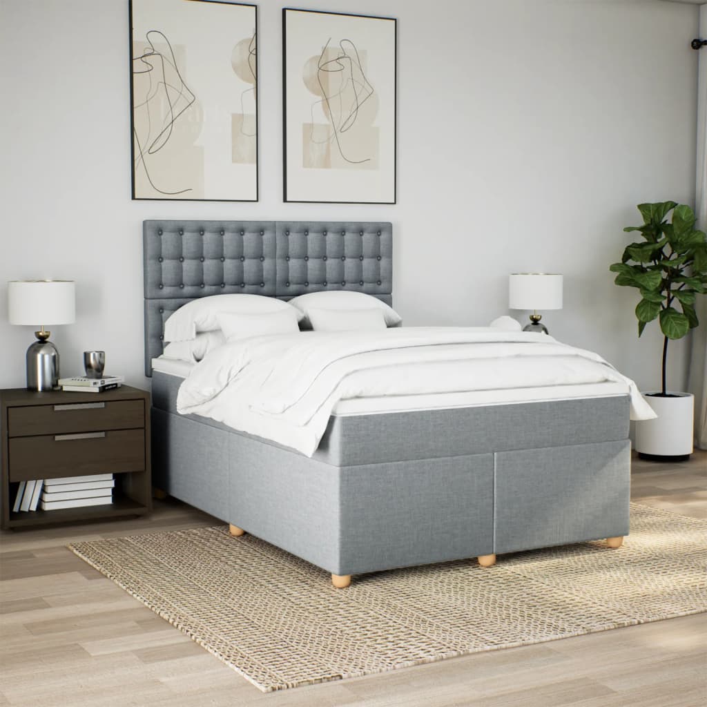 Boxspring met matras stof lichtgrijs 140x200 cm is nu te koop bij PeponiXL, paradijselijk wonen!