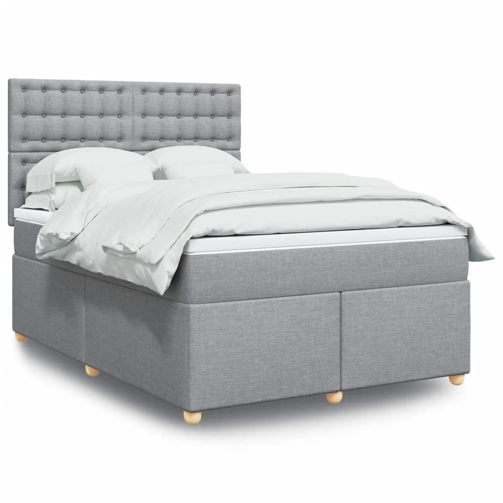 Boxspring met matras stof lichtgrijs 140x200 cm is nu te koop bij PeponiXL, paradijselijk wonen!