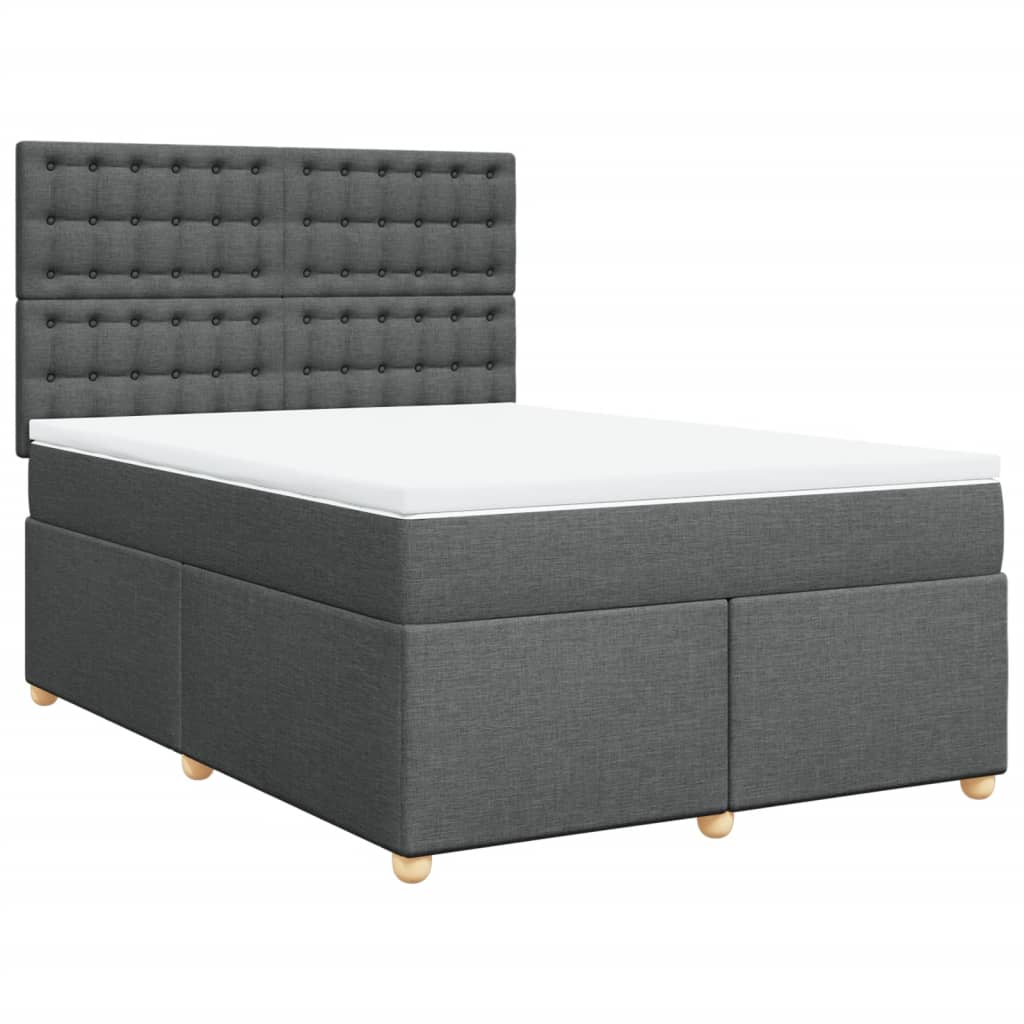 Boxspring met matras stof donkergrijs 140x200 cm is nu te koop bij PeponiXL, paradijselijk wonen!