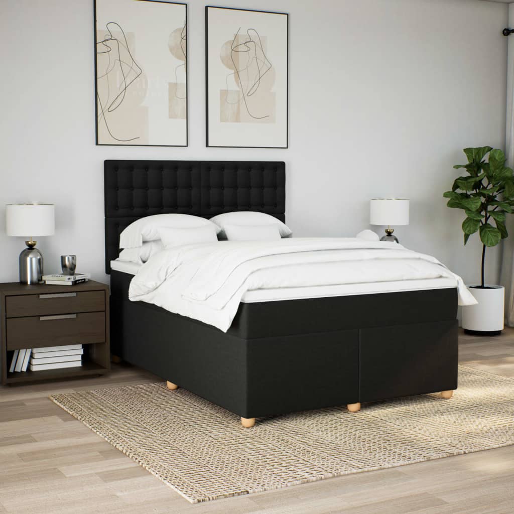 Boxspring met matras stof zwart 140x200 cm is nu te koop bij PeponiXL, paradijselijk wonen!