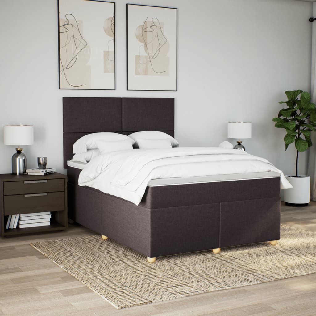 Boxspring met matras stof donkerbruin 160x200 cm is nu te koop bij PeponiXL, paradijselijk wonen!
