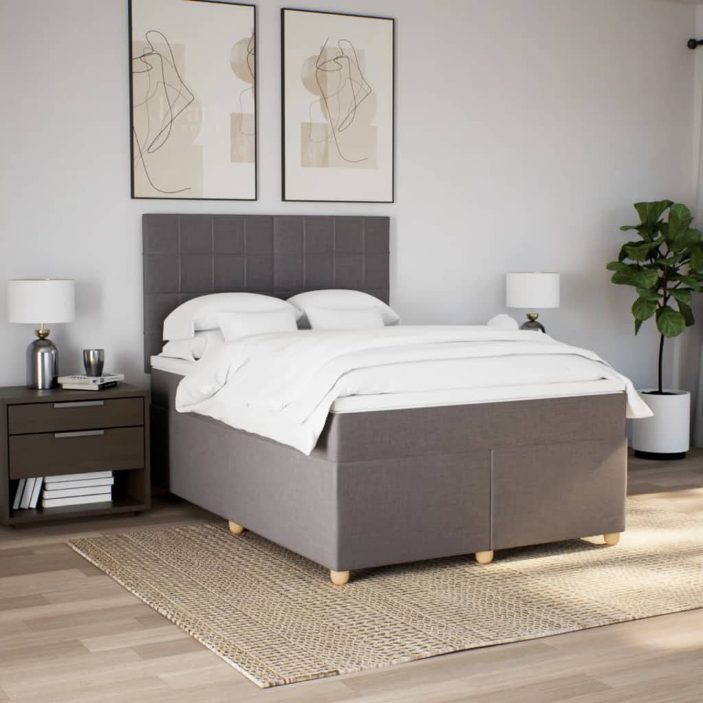 Boxspring met matras stof taupe 160x200 cm is nu te koop bij PeponiXL, paradijselijk wonen!