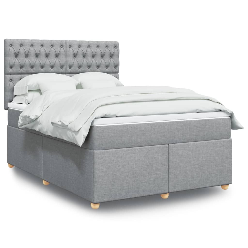 Boxspring met matras stof lichtgrijs 160x200 cm is nu te koop bij PeponiXL, paradijselijk wonen!