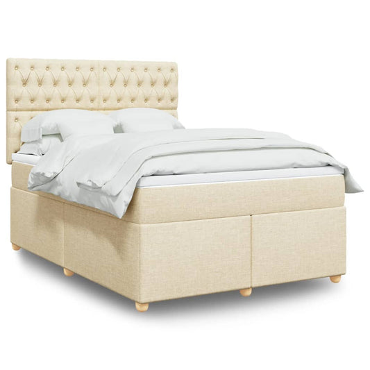 Boxspring met matras stof crèmekleurig 160x200 cm is nu te koop bij PeponiXL, paradijselijk wonen!