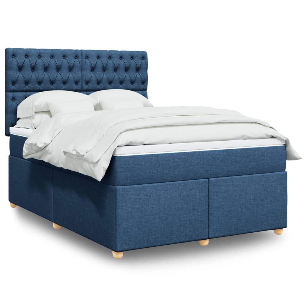 Boxspring met matras stof blauw 160x200 cm is nu te koop bij PeponiXL, paradijselijk wonen!