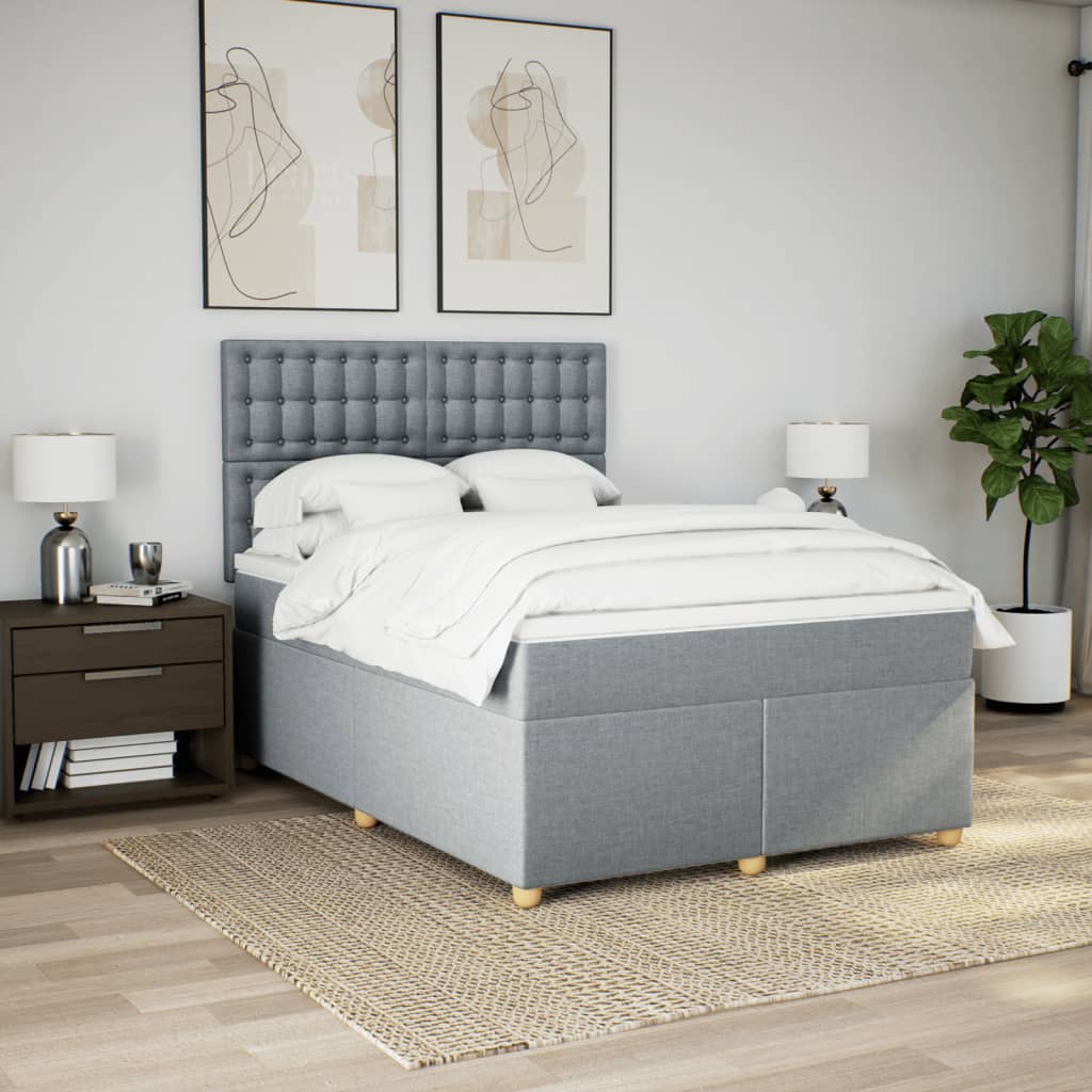 Boxspring met matras stof lichtgrijs 160x200 cm is nu te koop bij PeponiXL, paradijselijk wonen!