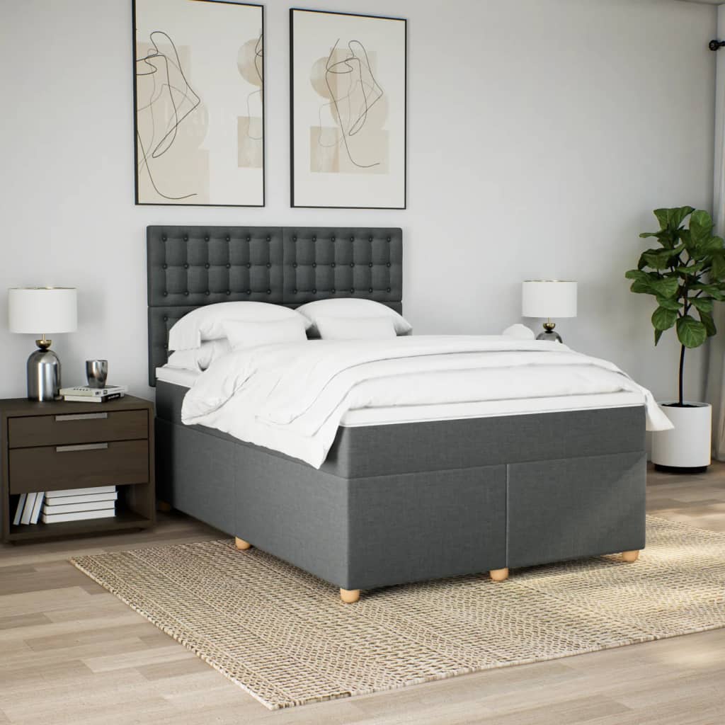 Boxspring met matras stof donkergrijs 160x200 cm is nu te koop bij PeponiXL, paradijselijk wonen!