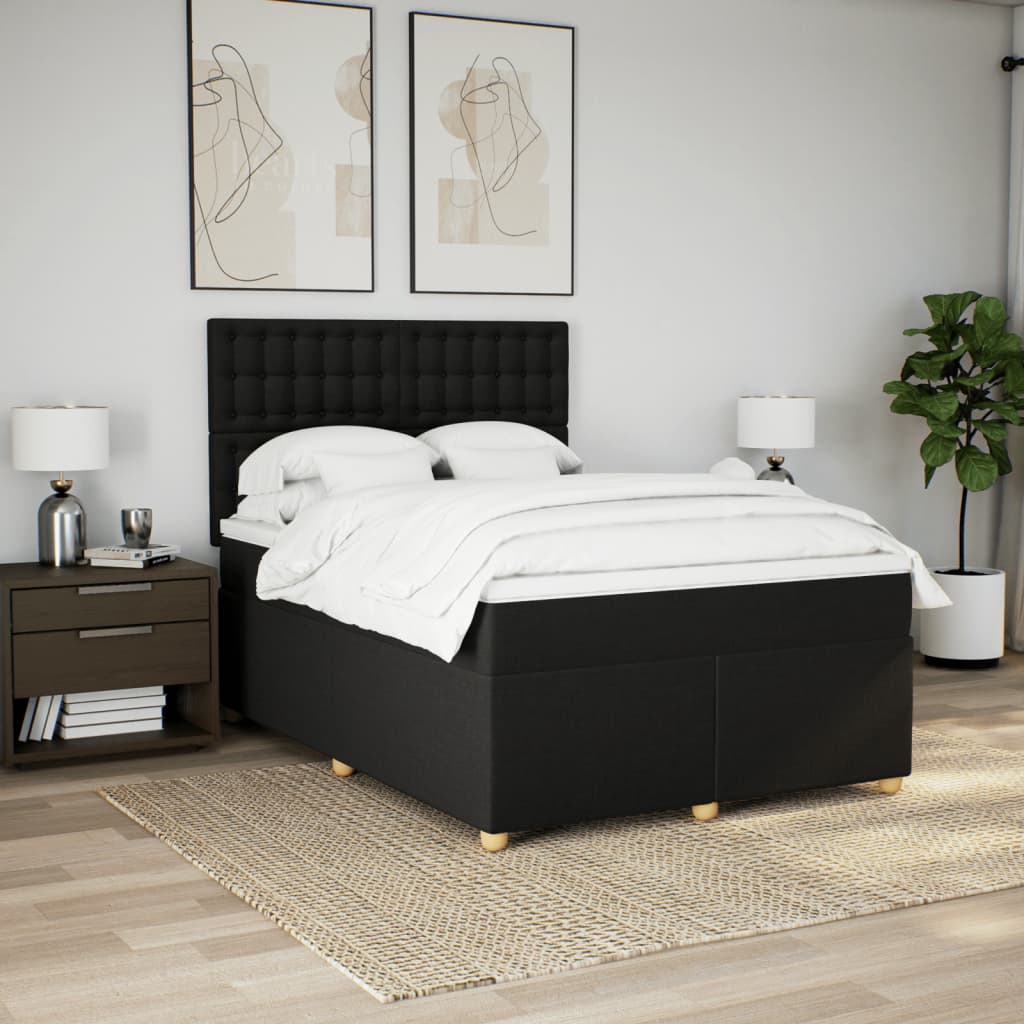 Boxspring met matras stof zwart 160x200 cm is nu te koop bij PeponiXL, paradijselijk wonen!