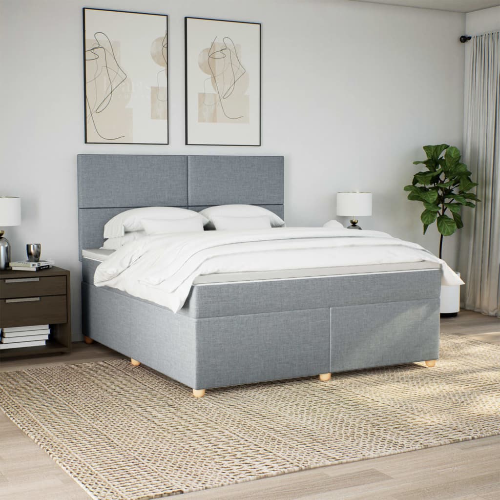 Boxspring met matras stof lichtgrijs 180x200 cm is nu te koop bij PeponiXL, paradijselijk wonen!