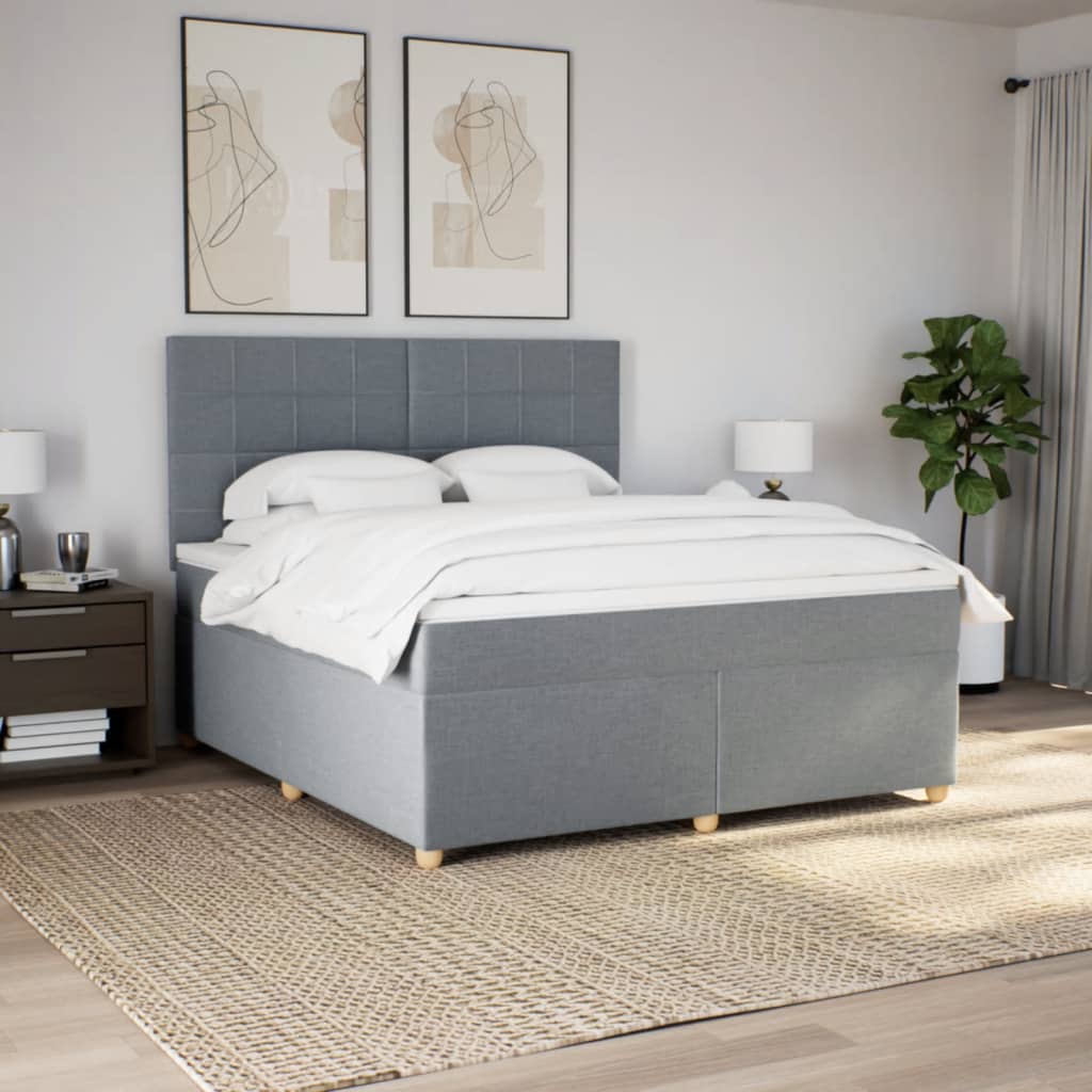 Boxspring met matras stof lichtgrijs 180x200 cm is nu te koop bij PeponiXL, paradijselijk wonen!