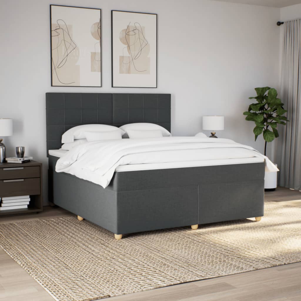 Boxspring met matras stof donkergrijs 180x200 cm is nu te koop bij PeponiXL, paradijselijk wonen!
